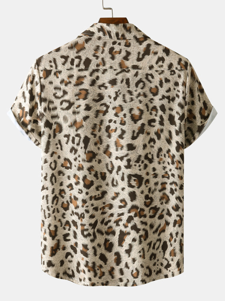 Men's Leopard print short sleeve shirt