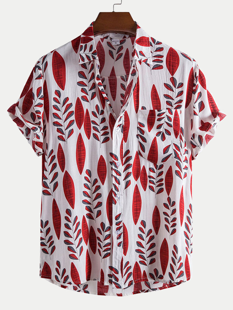 Men's Leaf print short sleeve shirt