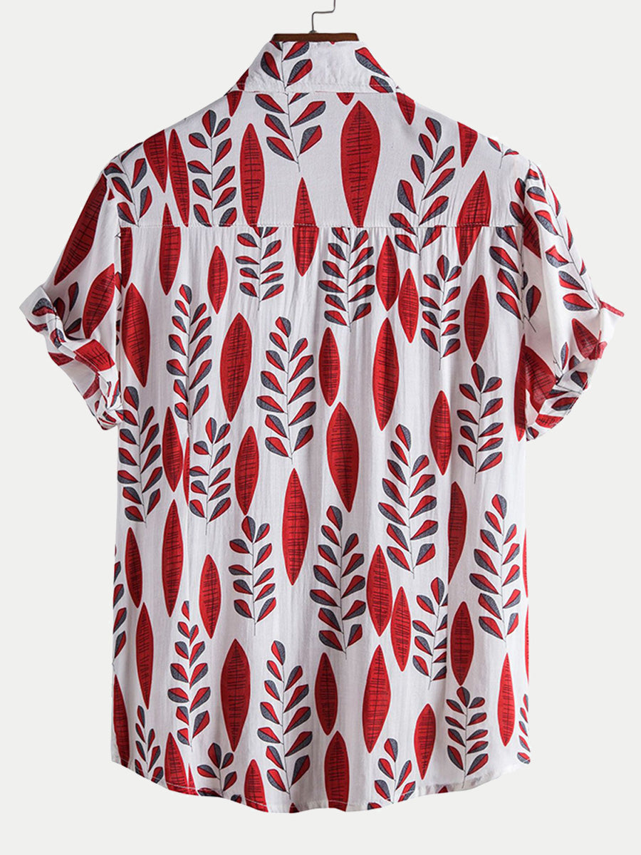 Men's Leaf print short sleeve shirt