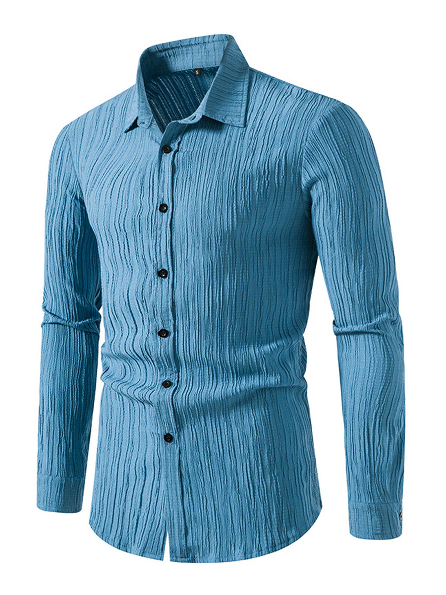 Men's wavy casual Long Sleeve Shirt