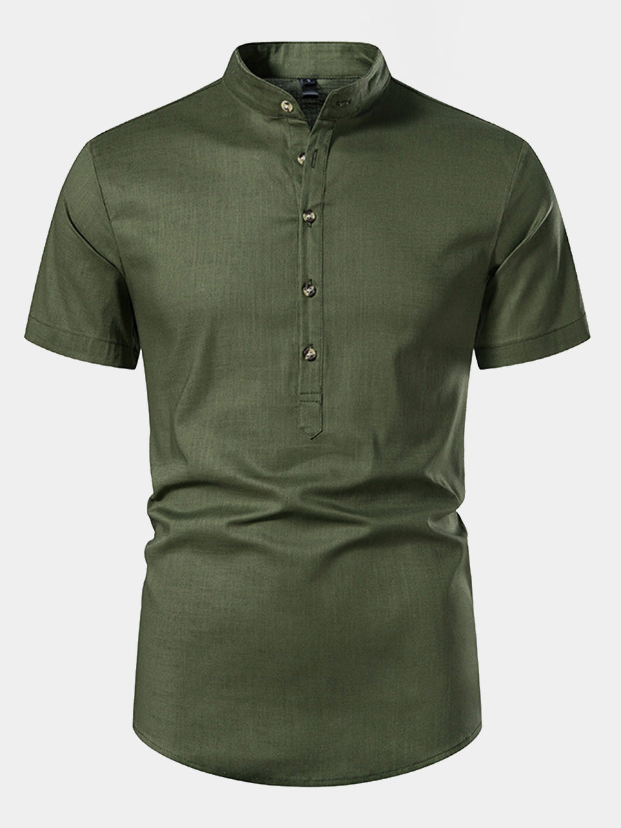 Men's Solid Linen short sleeve shirt