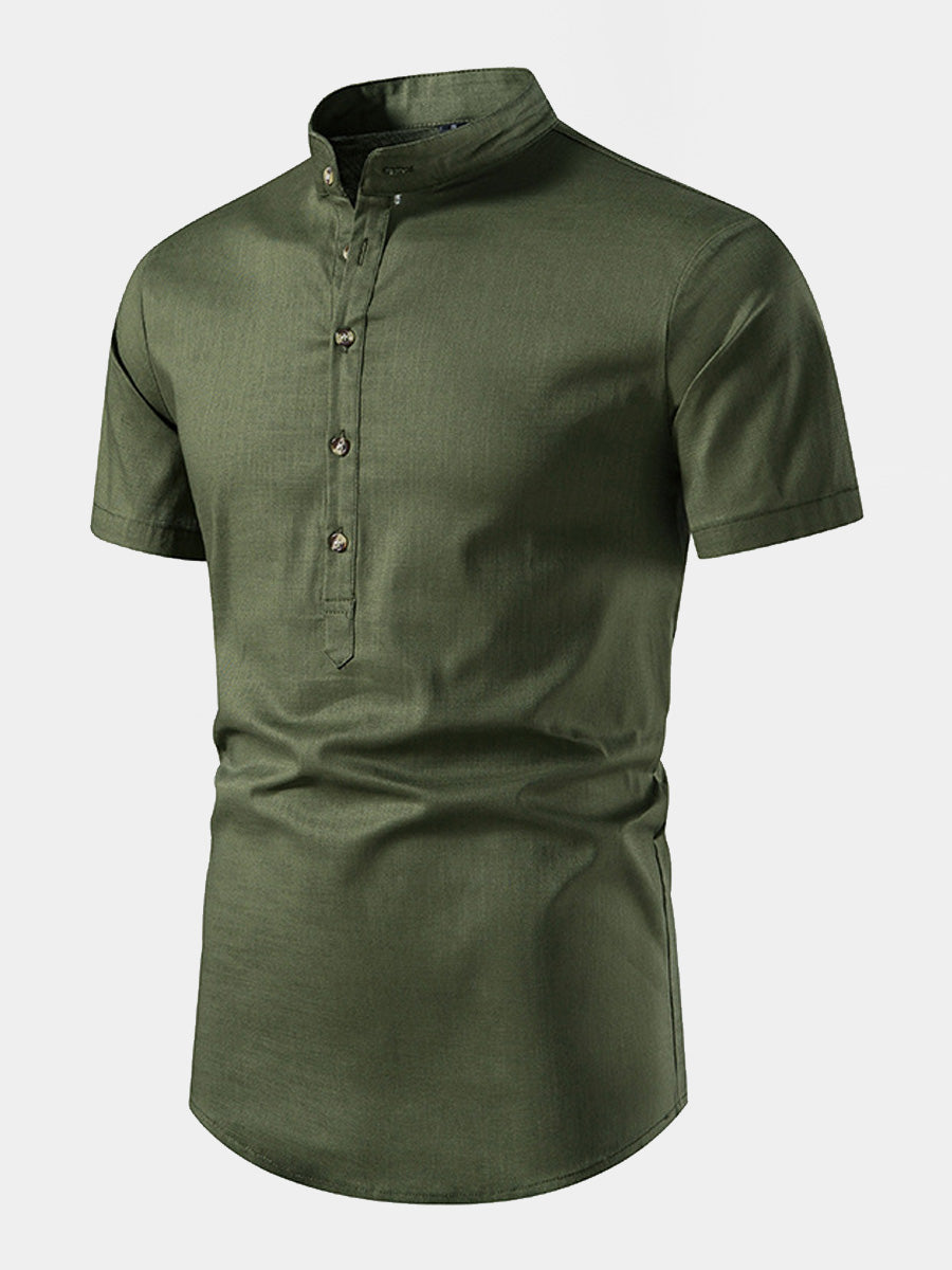 Men's Solid Linen short sleeve shirt