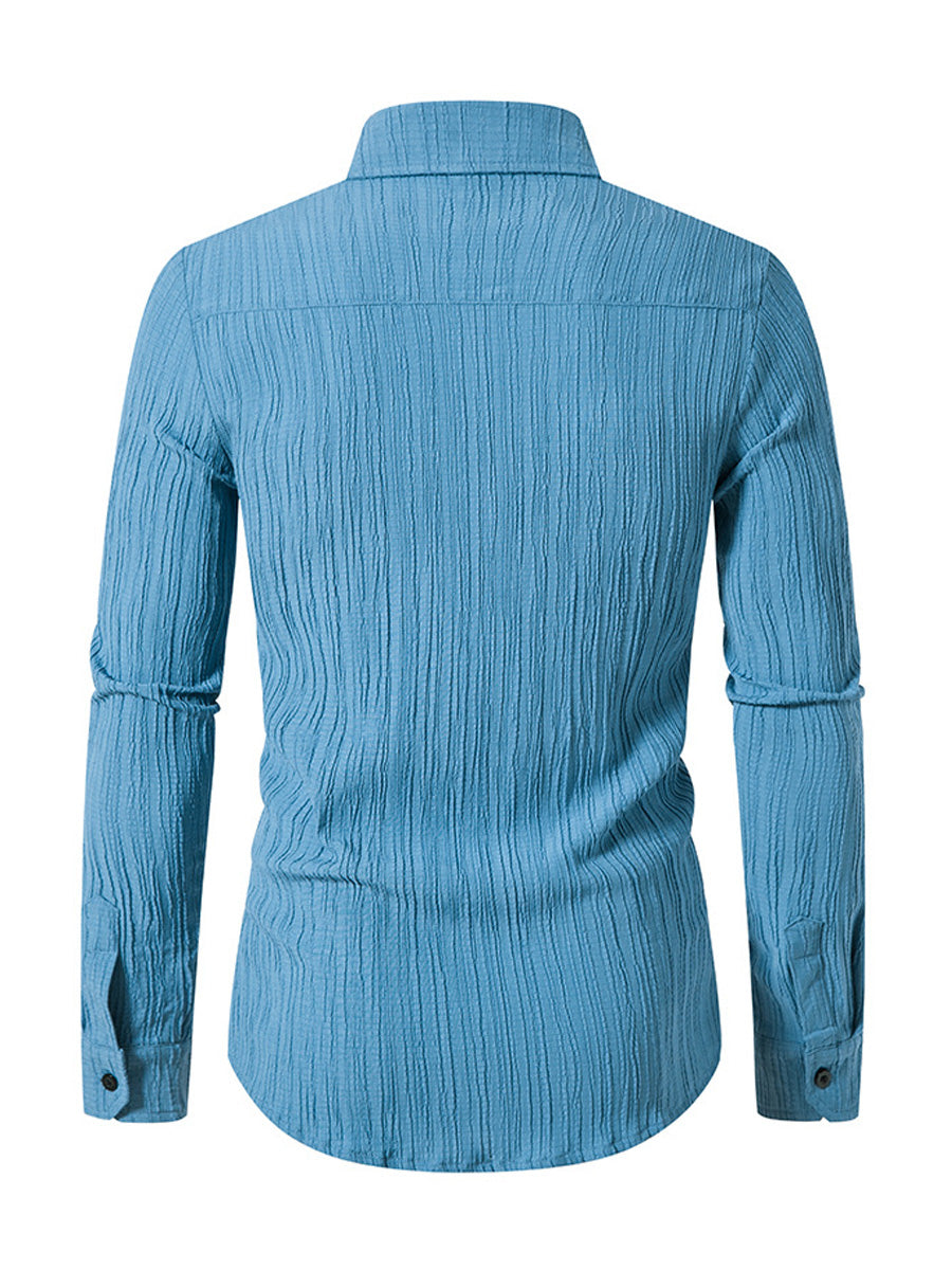 Men's wavy casual Long Sleeve Shirt