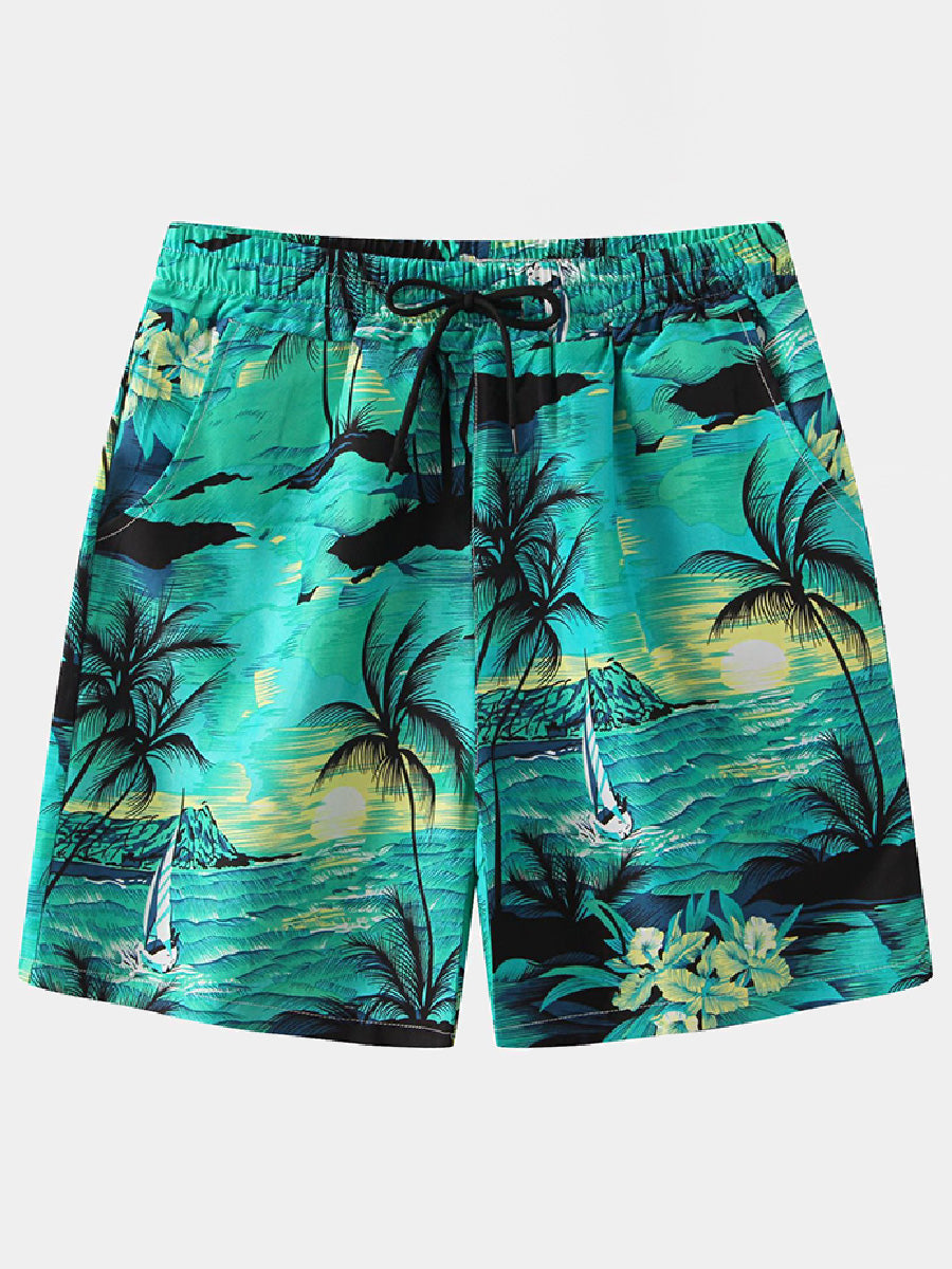 Men's holiday hawaiian Linen Cotton Casual Shorts