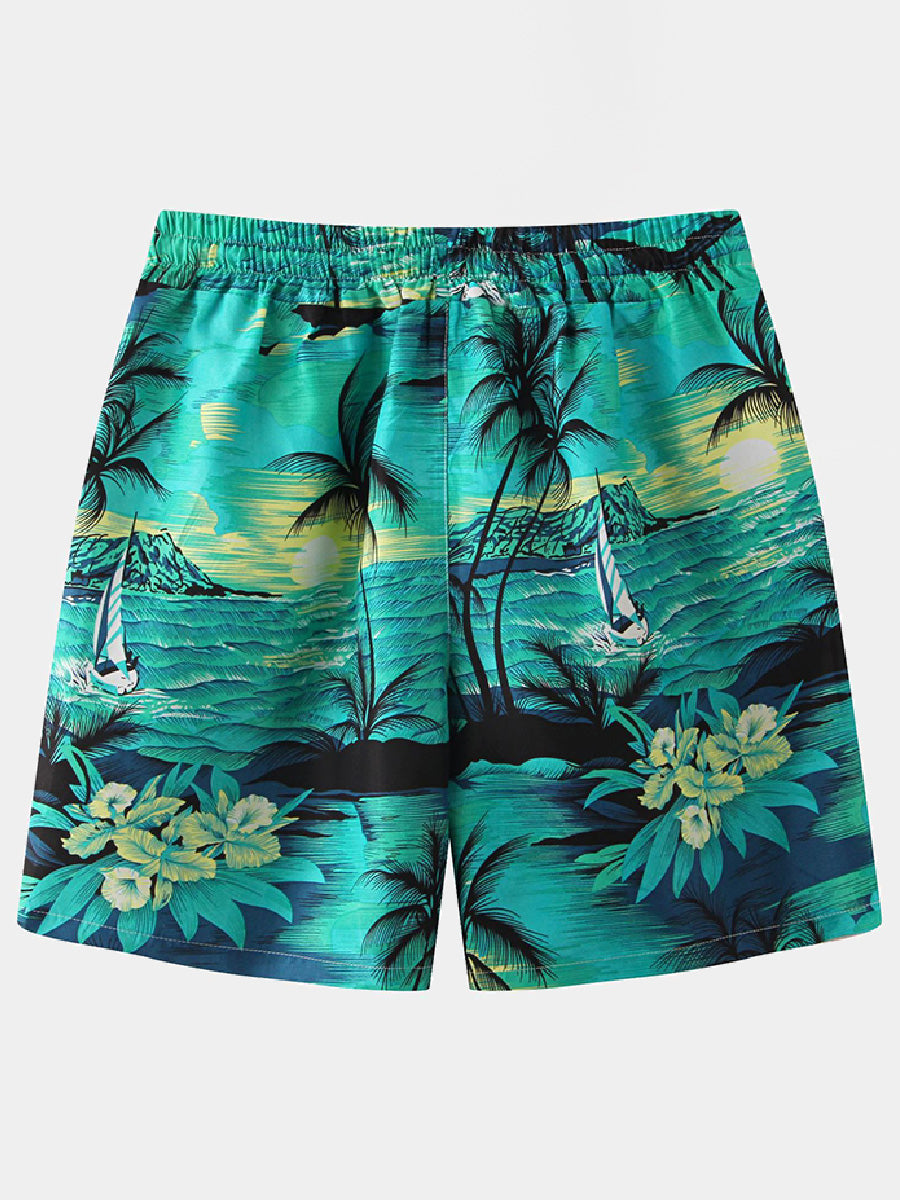 Men's holiday hawaiian Linen Cotton Casual Shorts