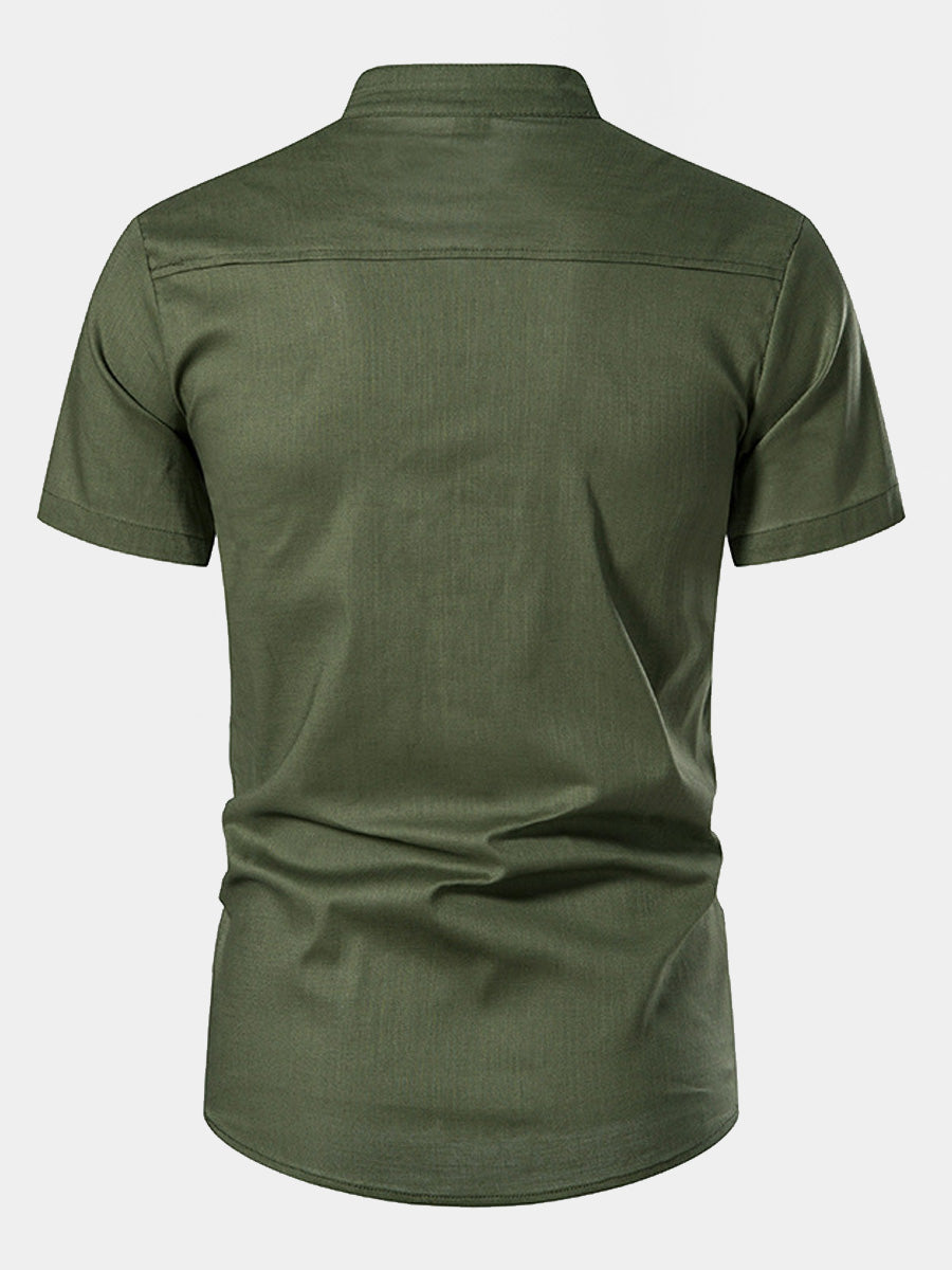 Men's Solid Linen short sleeve shirt