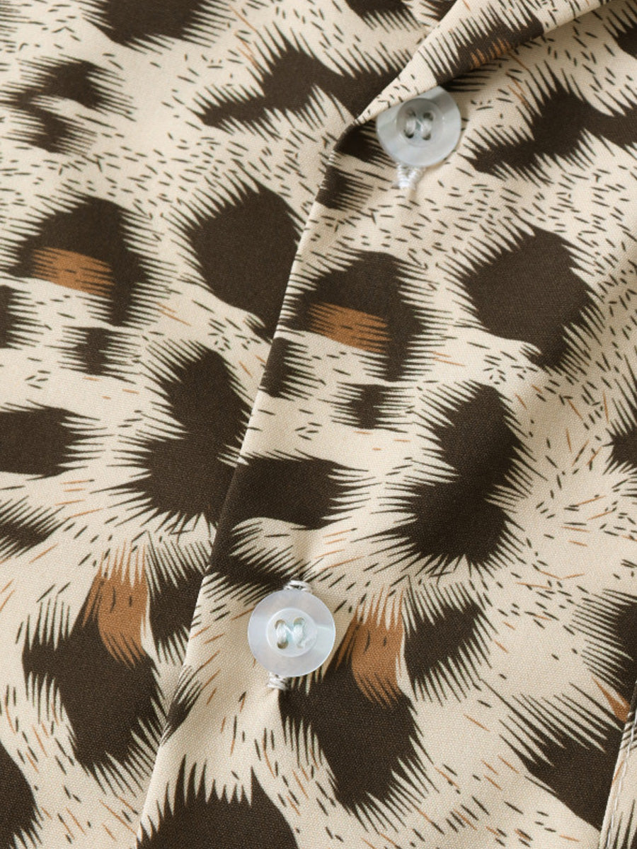 Men's Leopard print short sleeve shirt