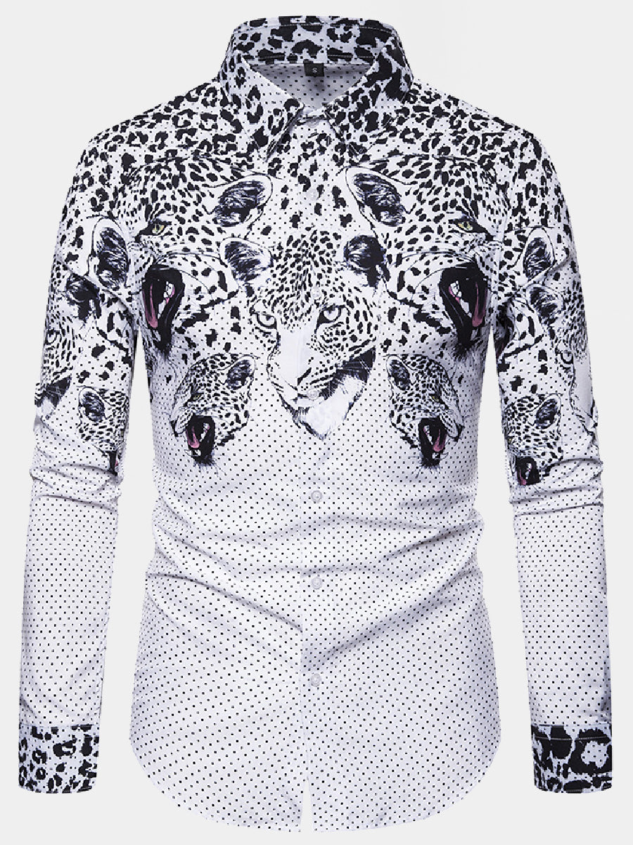 Men's leopard print long sleeve shirt