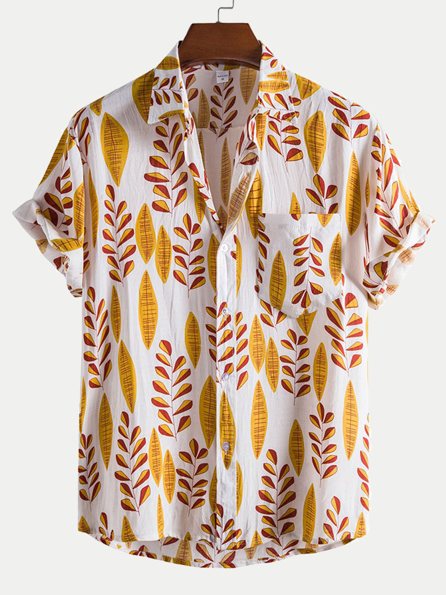 Men's Leaf print short sleeve shirt