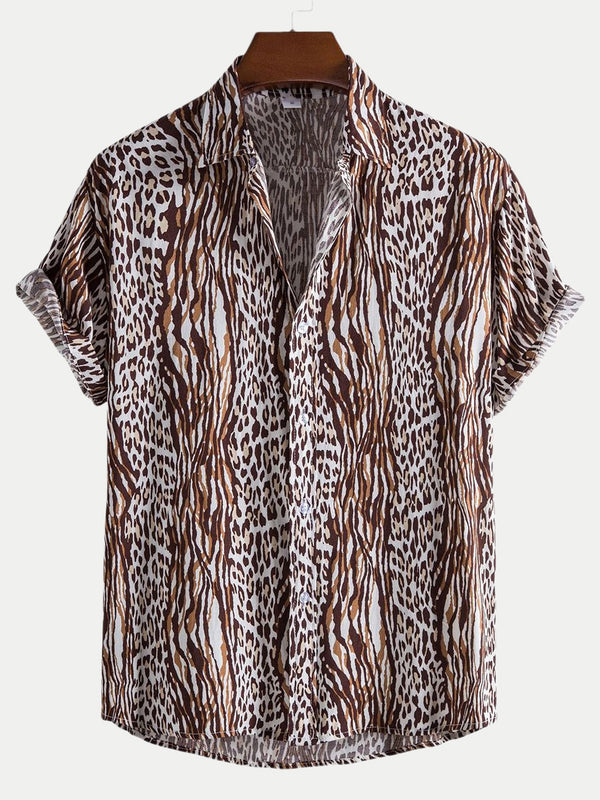 Men's Leopard print short sleeve shirt