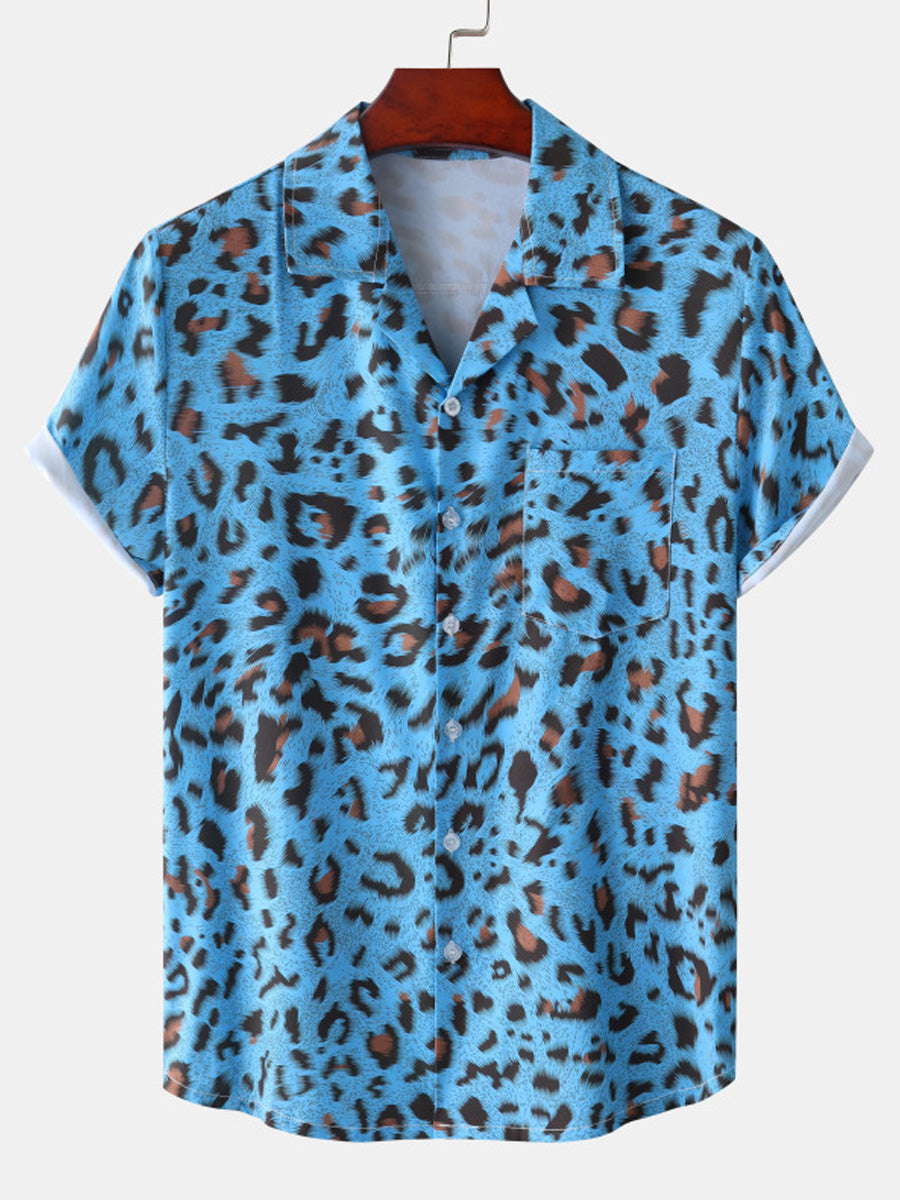 Men's Leopard print short sleeve shirt