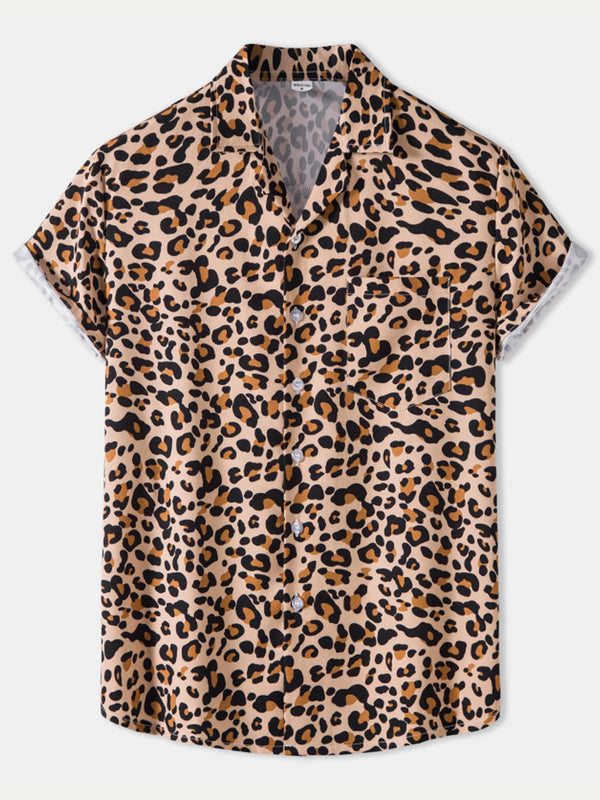 Herren-Kurzarmhemd mit Leopardenmuster 