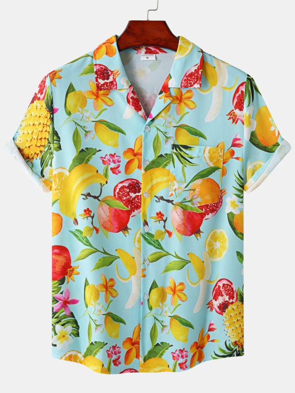 Kurzärmliges Herren-Hemd mit festlichen Früchten 