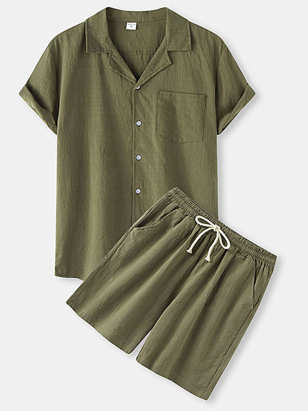 Men's Solid casual Shirt and Shorts Set