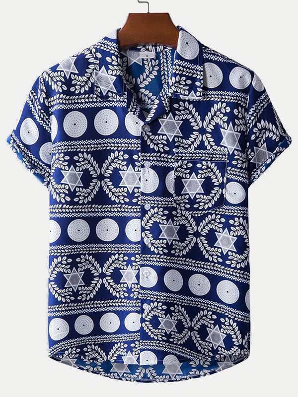 Men's holiday print short sleeve shirt