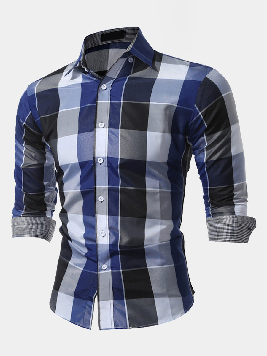 Men's plaid print long sleeve shirt