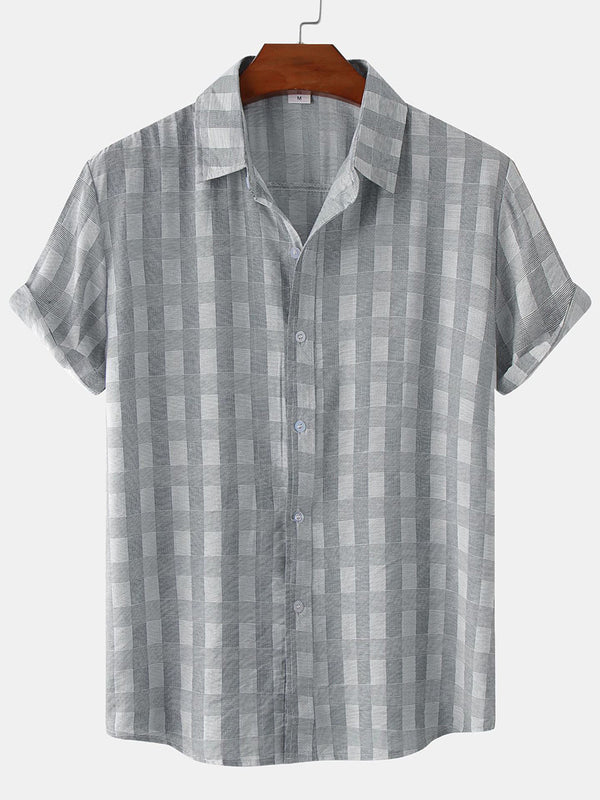 Men's Plaid casual short sleeve shirt