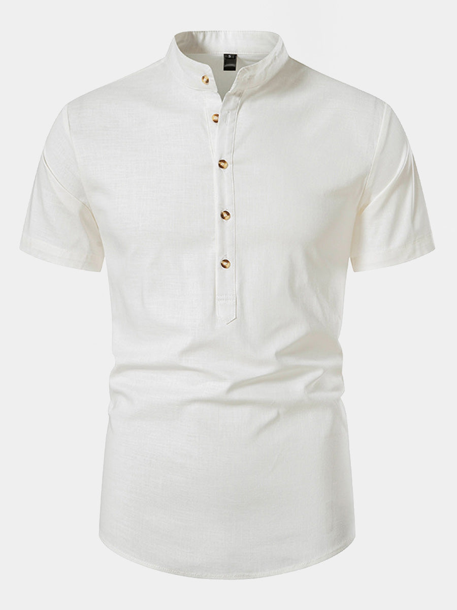 Men's Solid Linen short sleeve shirt