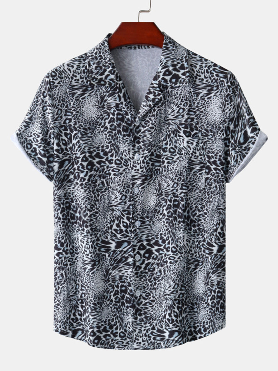 Men's Leopard print short sleeve shirt