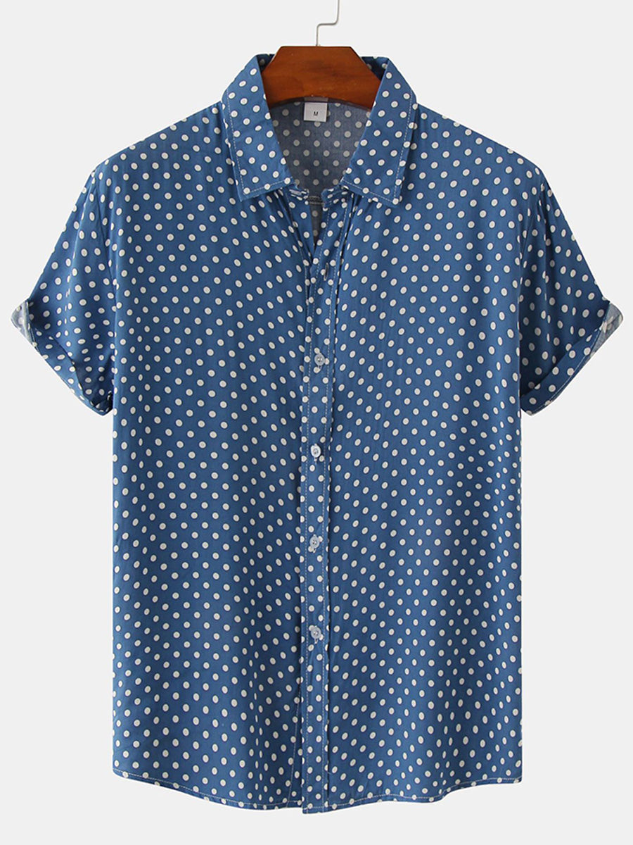 Kurzärmliges Herrenhemd mit Polka Dots 