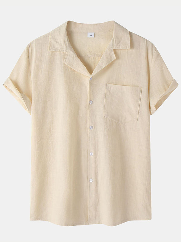 Men's Solid cotton short sleeve shirt