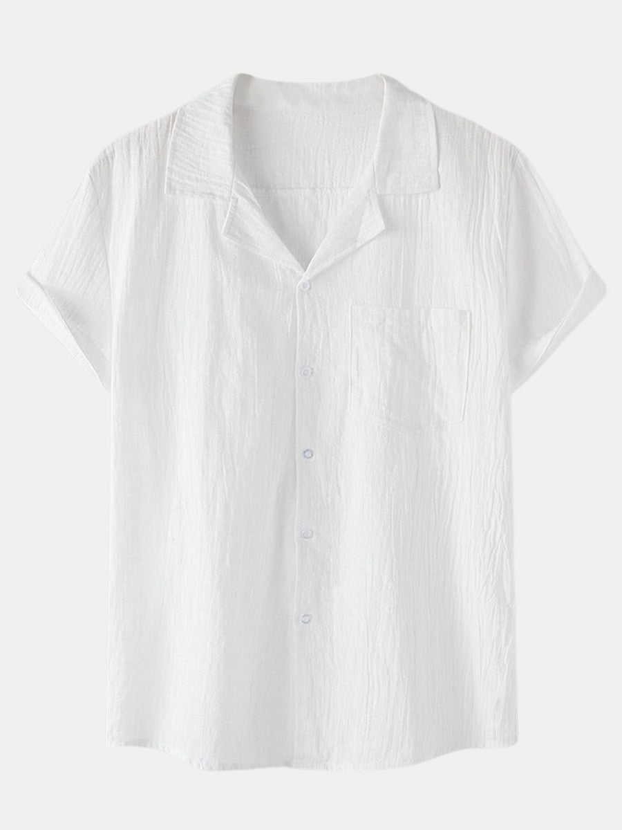 Men's Solid cotton short sleeve shirt