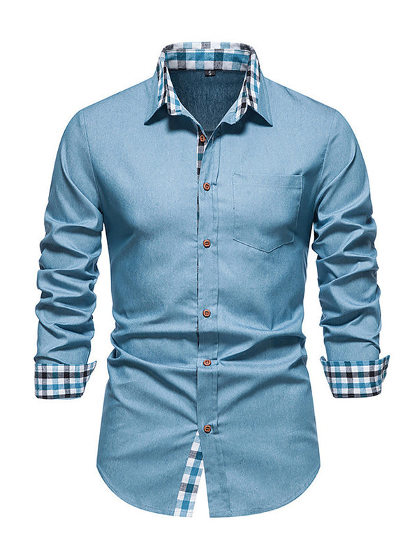 Men's plaid casual Long Sleeve Shirt