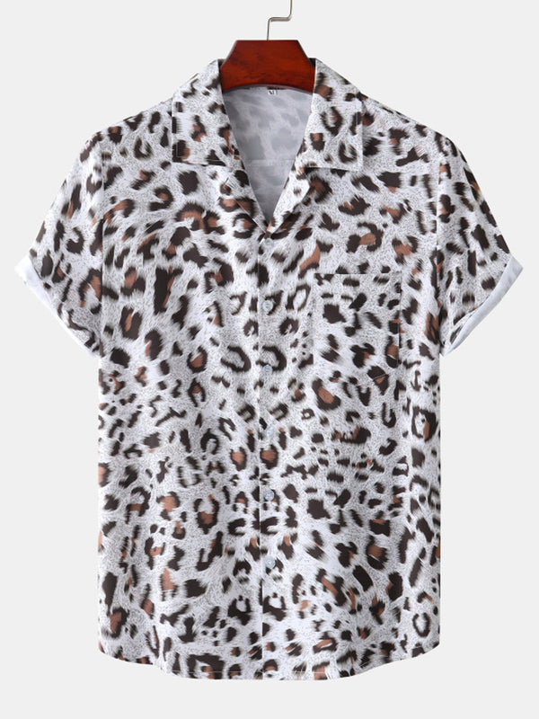 Herren-Kurzarmhemd mit Leopardenmuster 