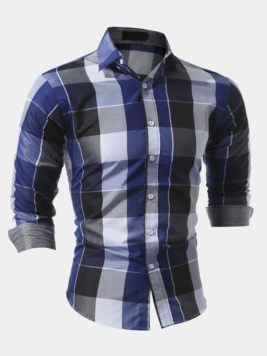 Men's plaid print long sleeve shirt