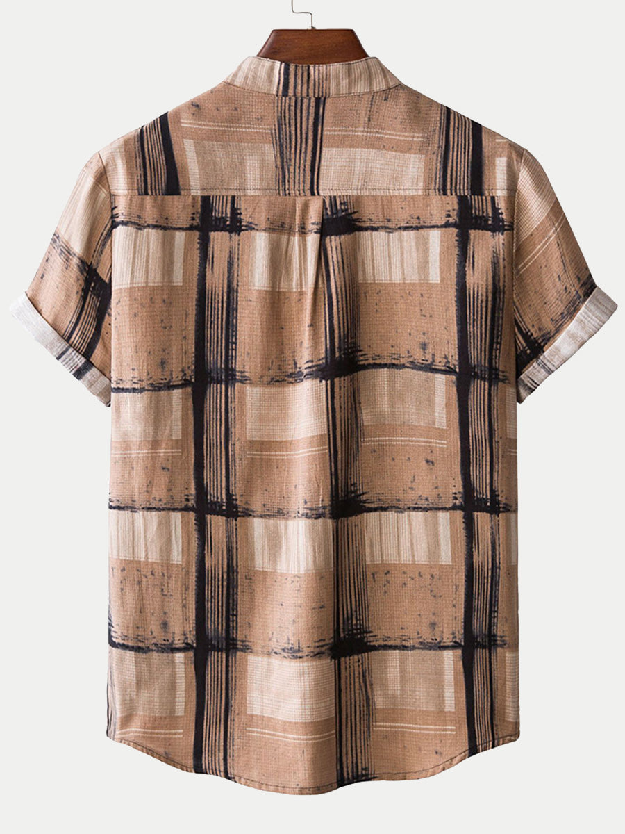 Men's Plaid print short sleeve shirt