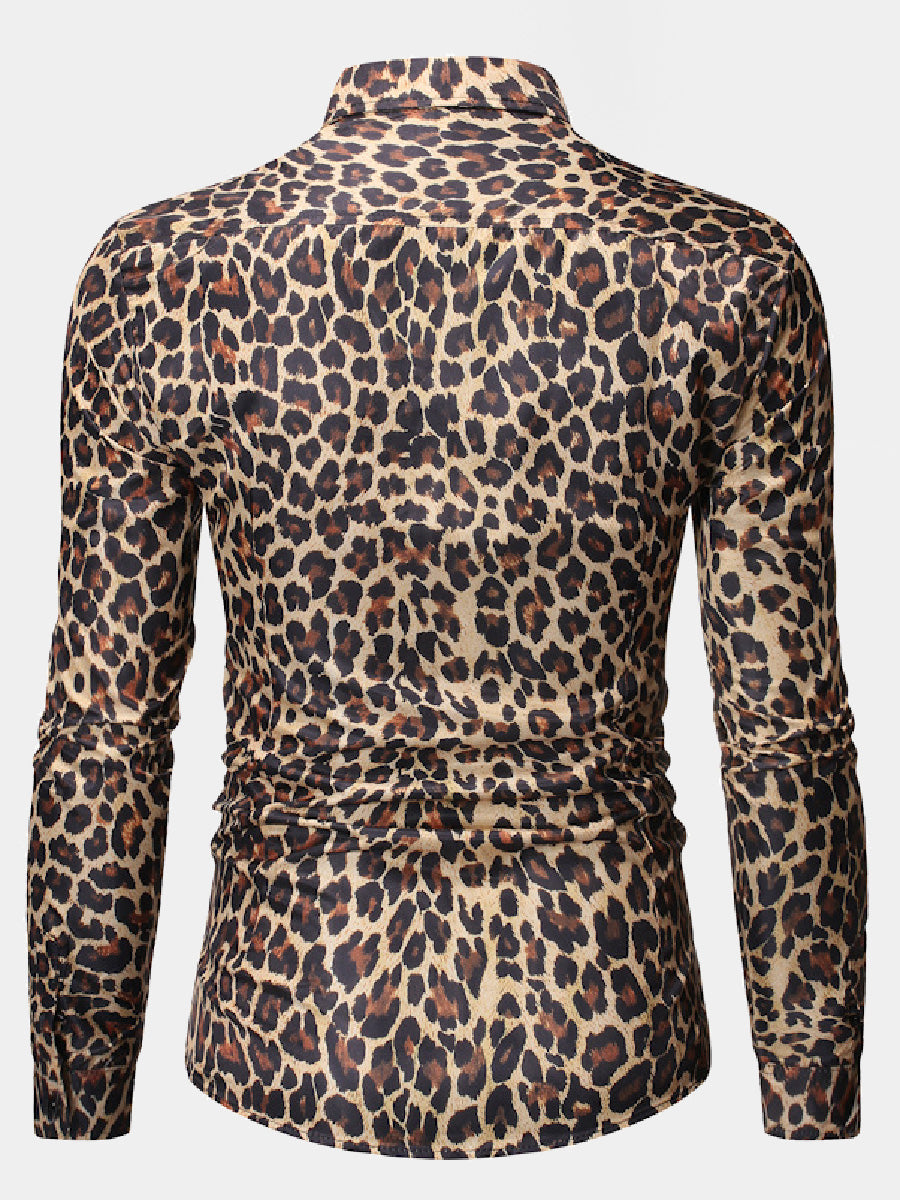 Herren-Langarmhemd mit Leopardenmuster
