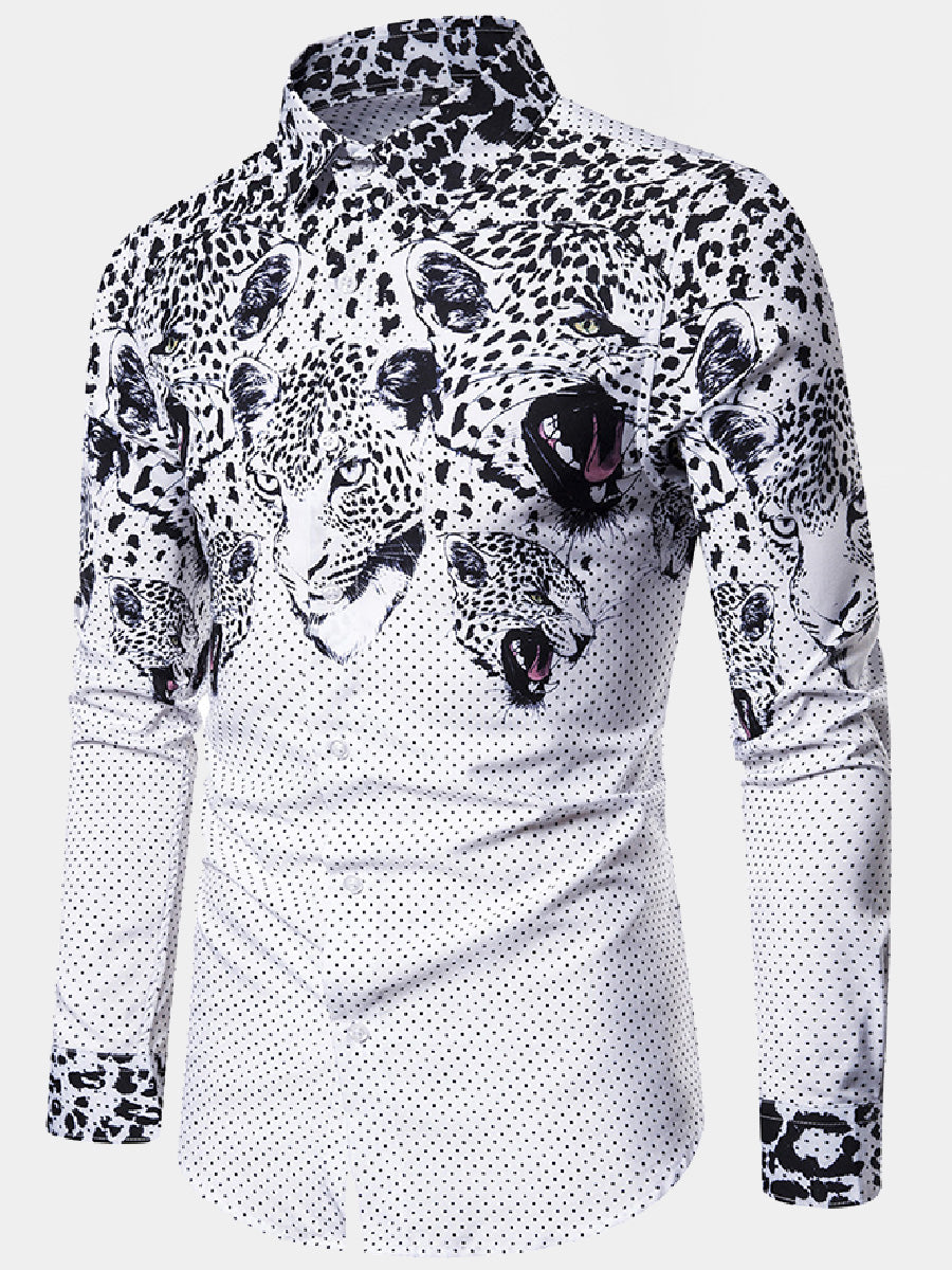 Men's leopard print long sleeve shirt