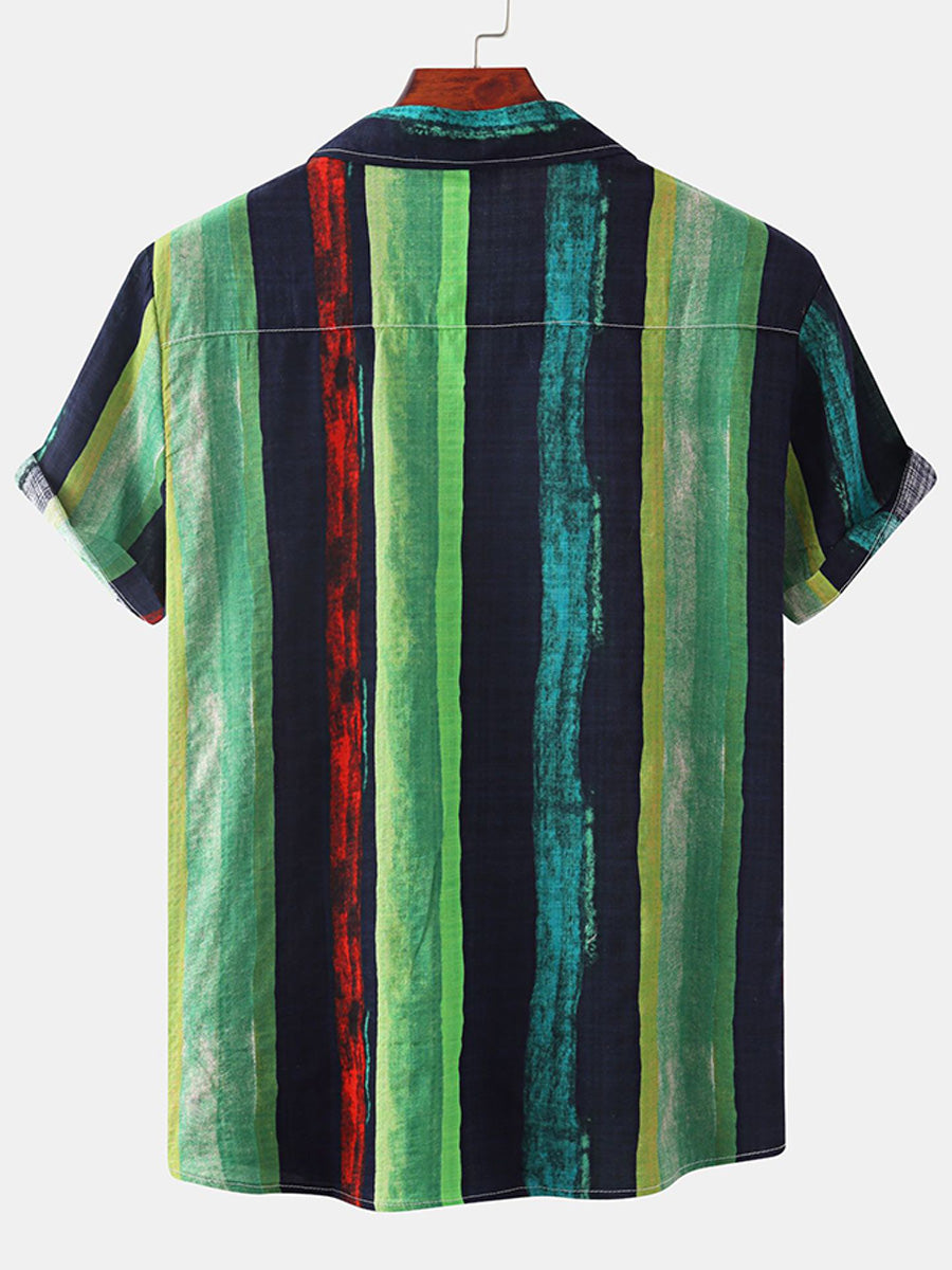 Kurzärmliges Herrenhemd mit vertikalem Print 