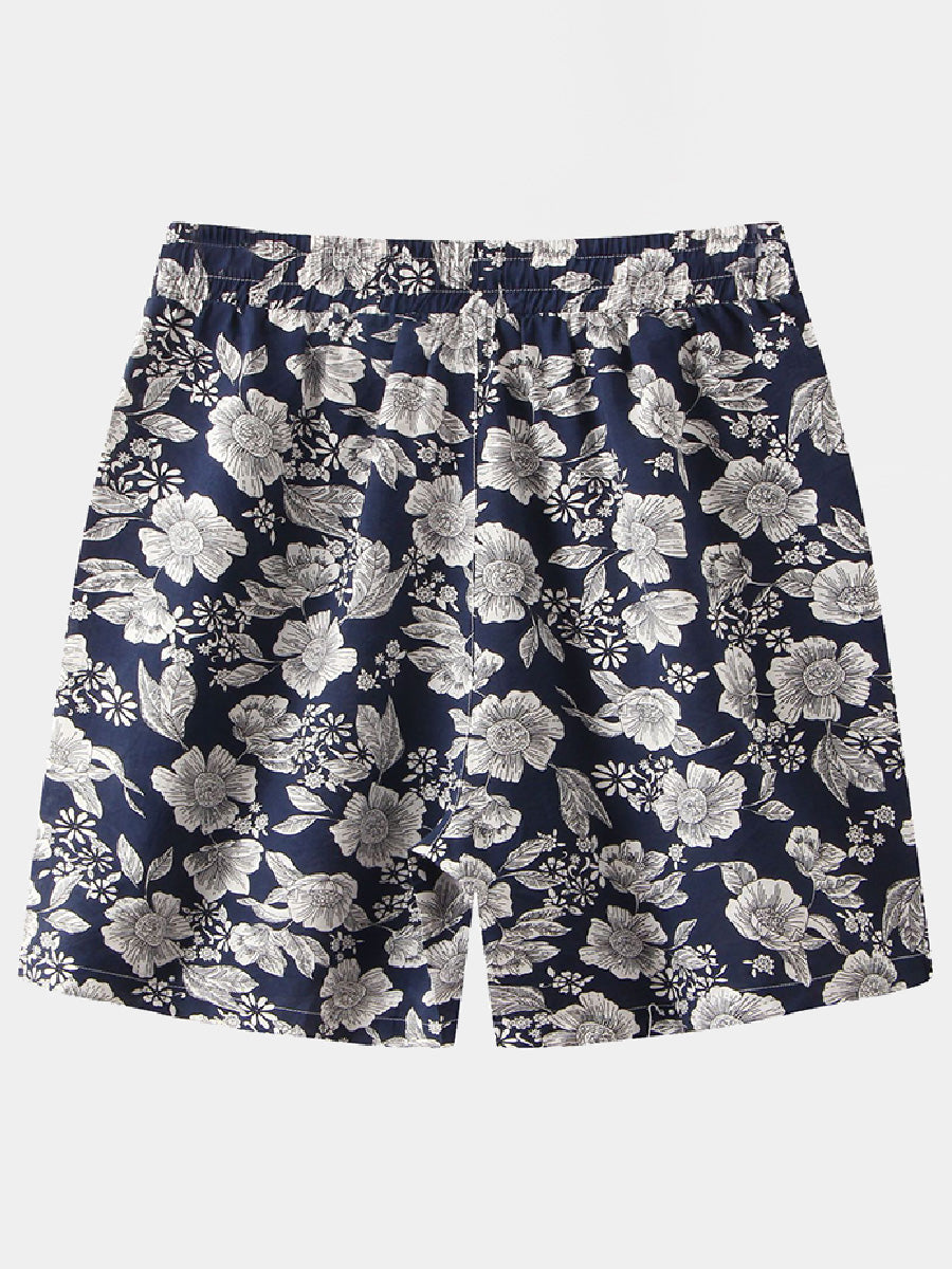 Men's holiday hawaiian Linen Cotton Casual Shorts