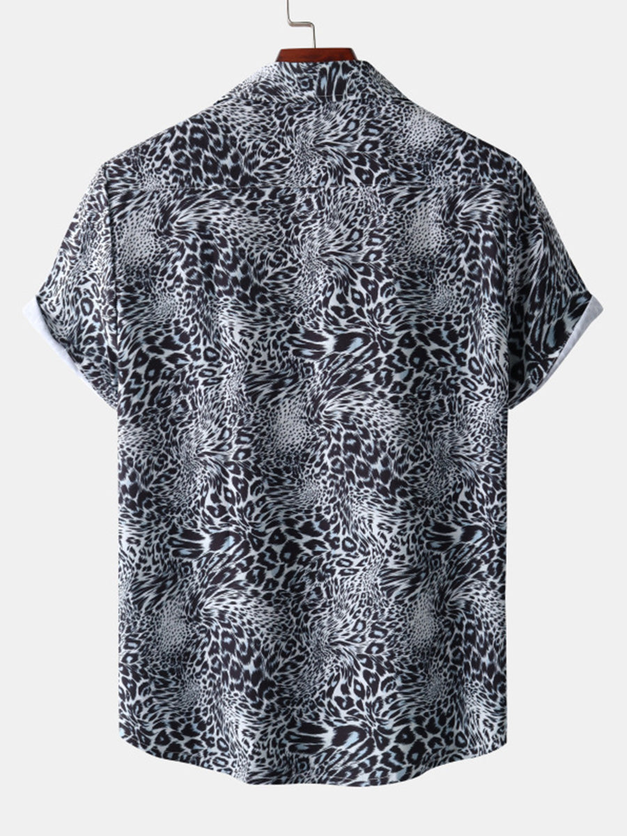 Men's Leopard print short sleeve shirt