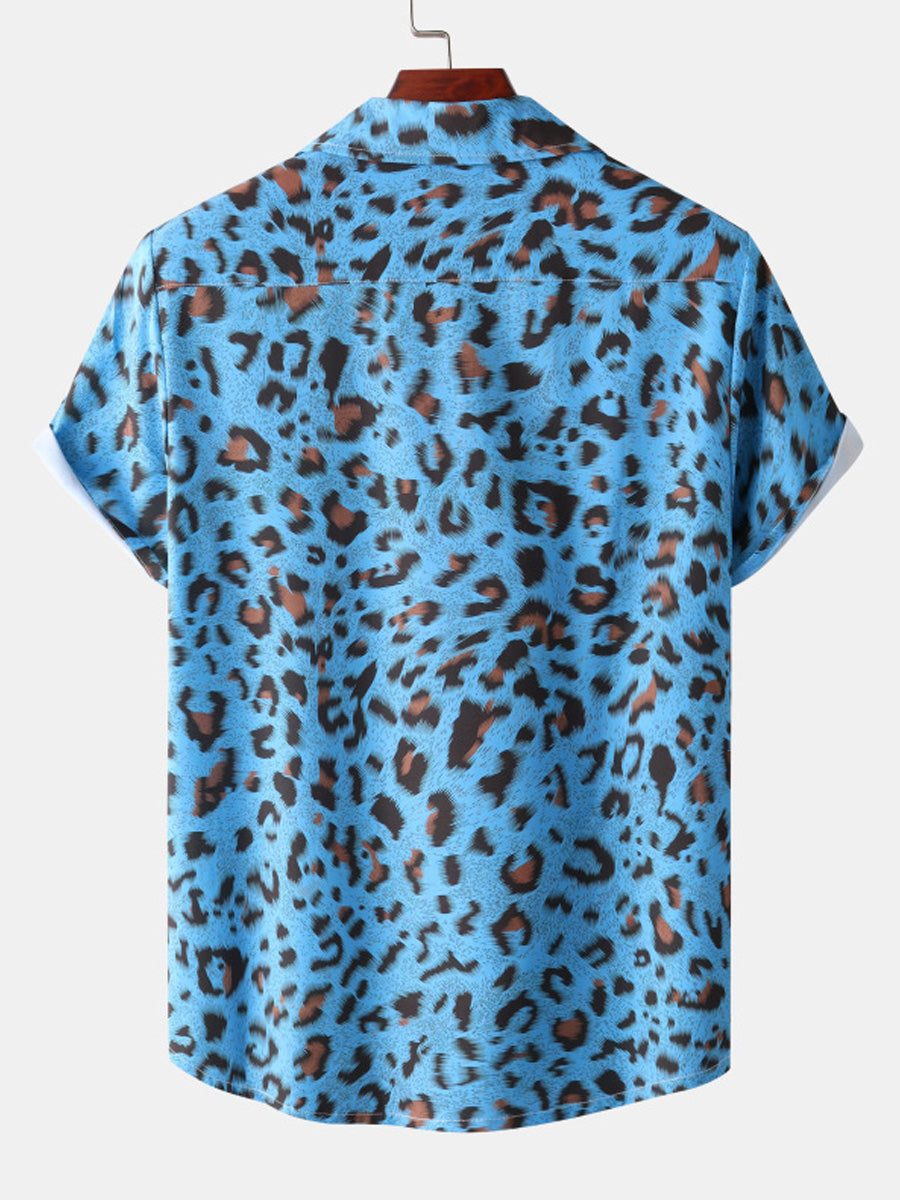 Men's Leopard print short sleeve shirt