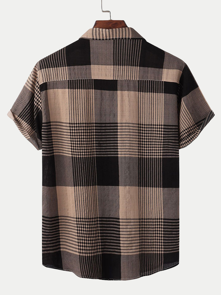 Men's Plaid print short sleeve shirt