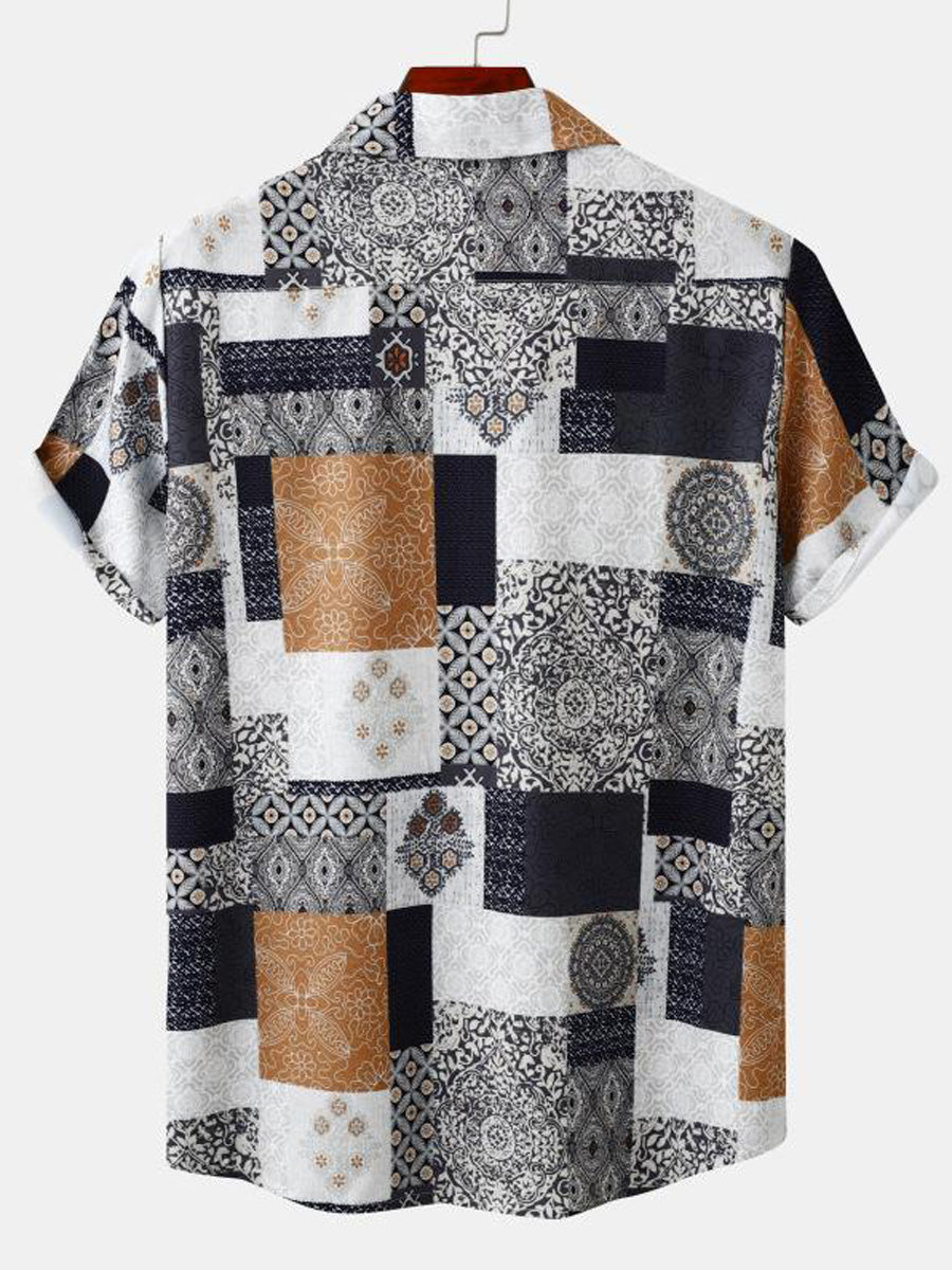 Kurzärmliges Herrenhemd mit Vintage-Muster