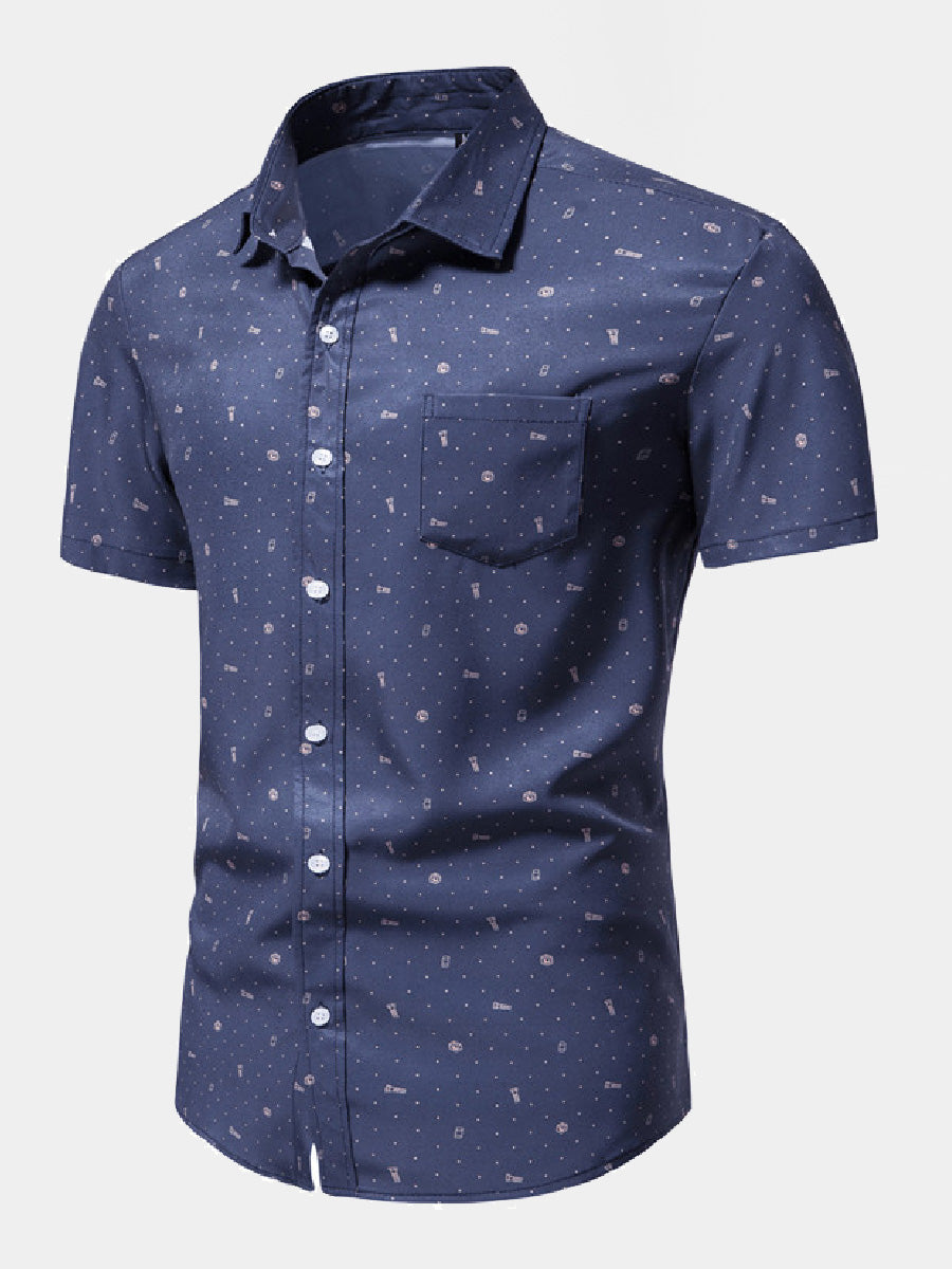 Men's screw print short sleeve shirt