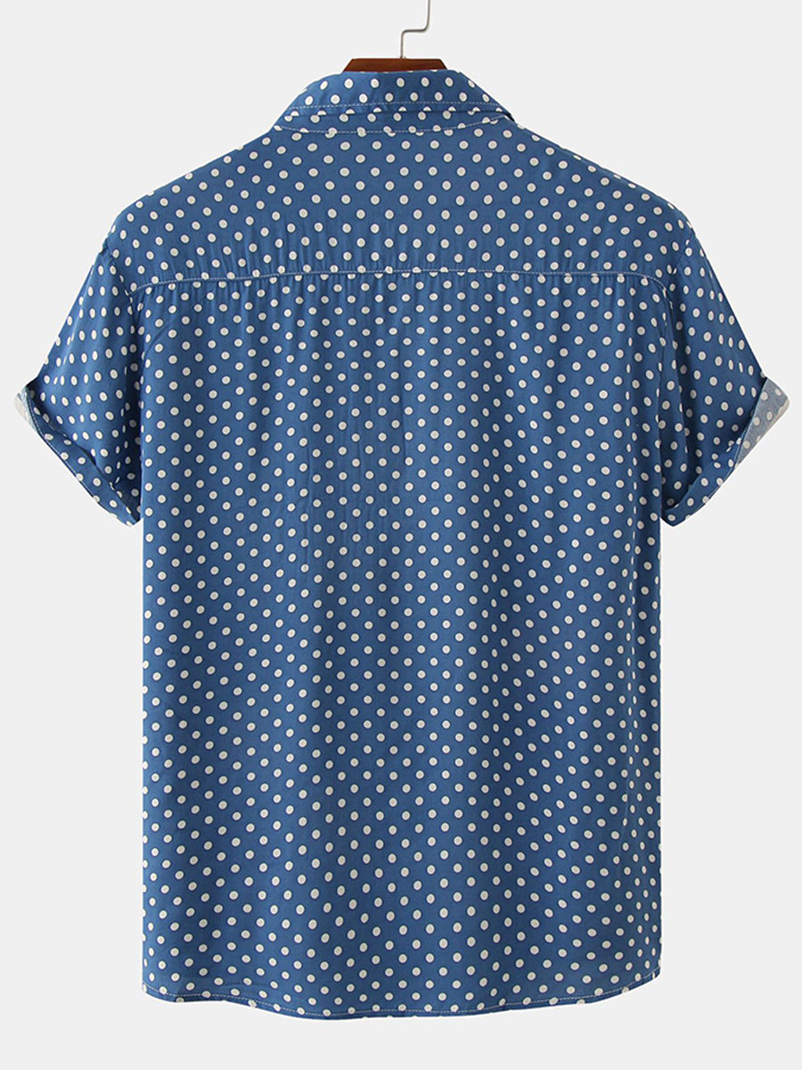 Kurzärmliges Herrenhemd mit Polka Dots 