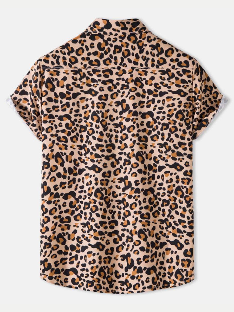 Men's Leopard print short sleeve shirt