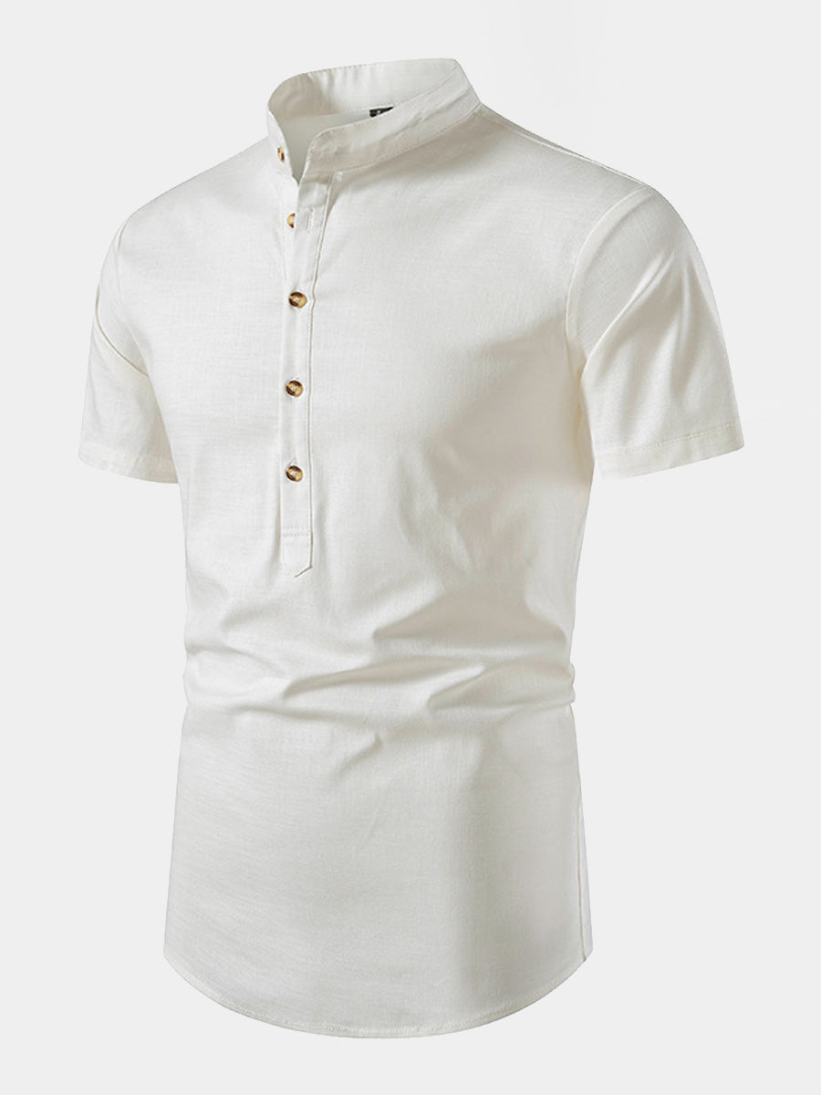 Men's Solid Linen short sleeve shirt