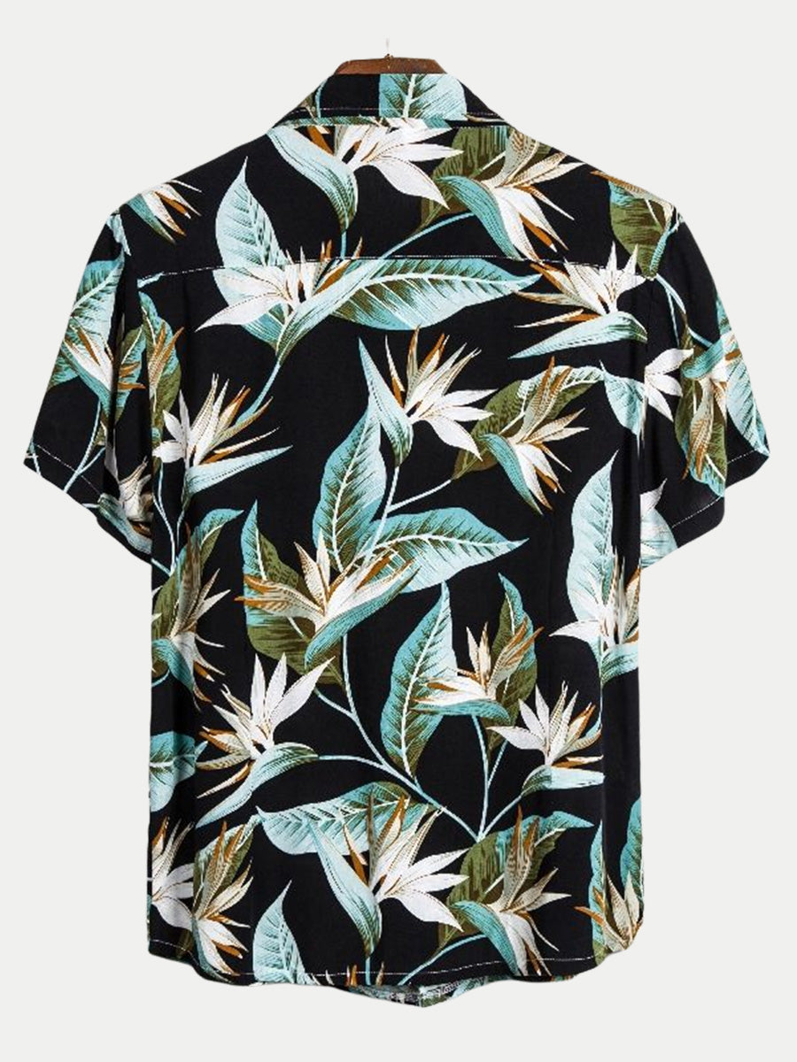 Men's leaf print short sleeve shirt