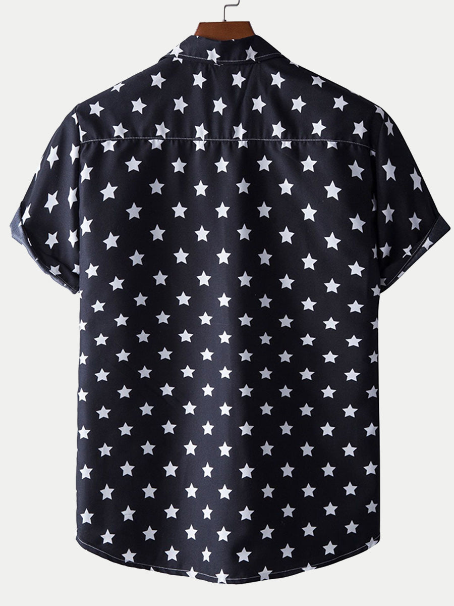 Men's star print short sleeve shirt