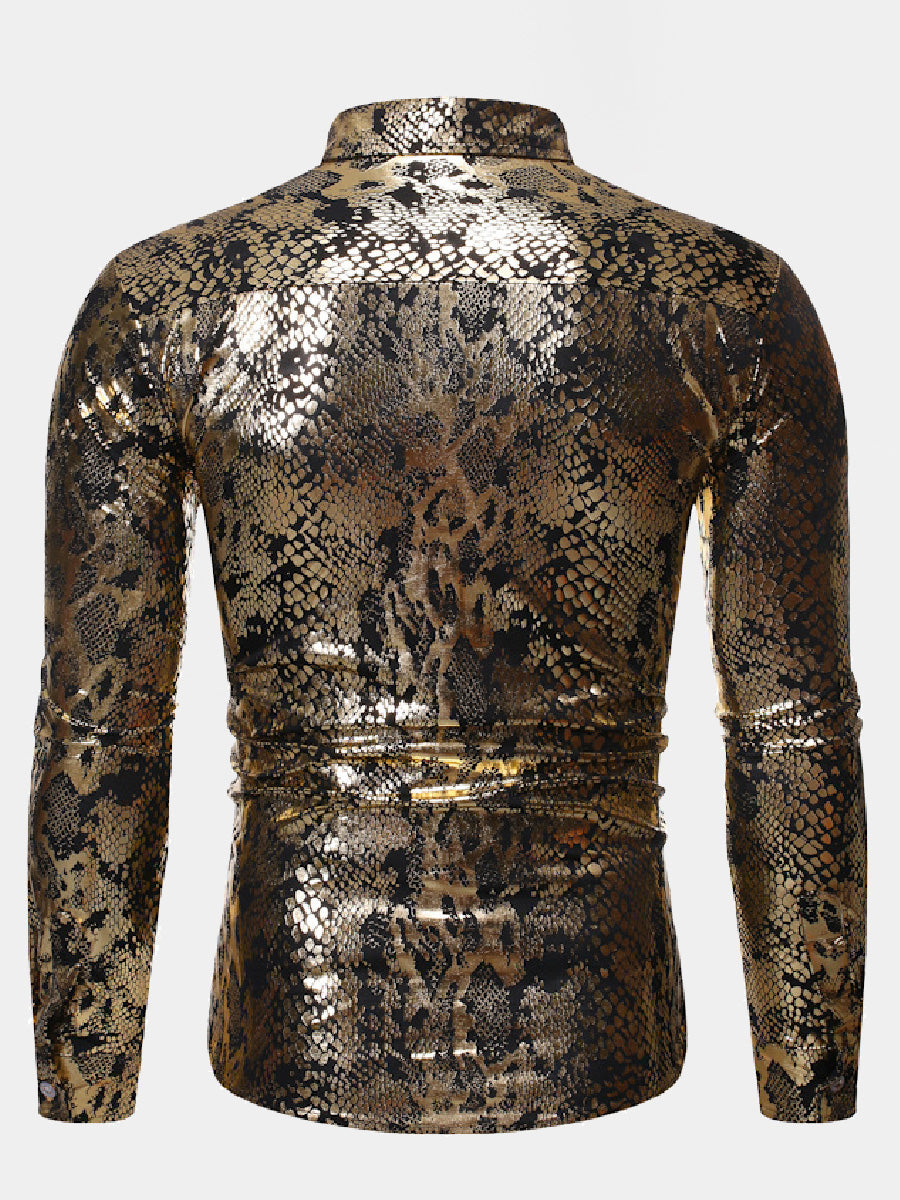 Men's Metal snake pattern long sleeve shirt