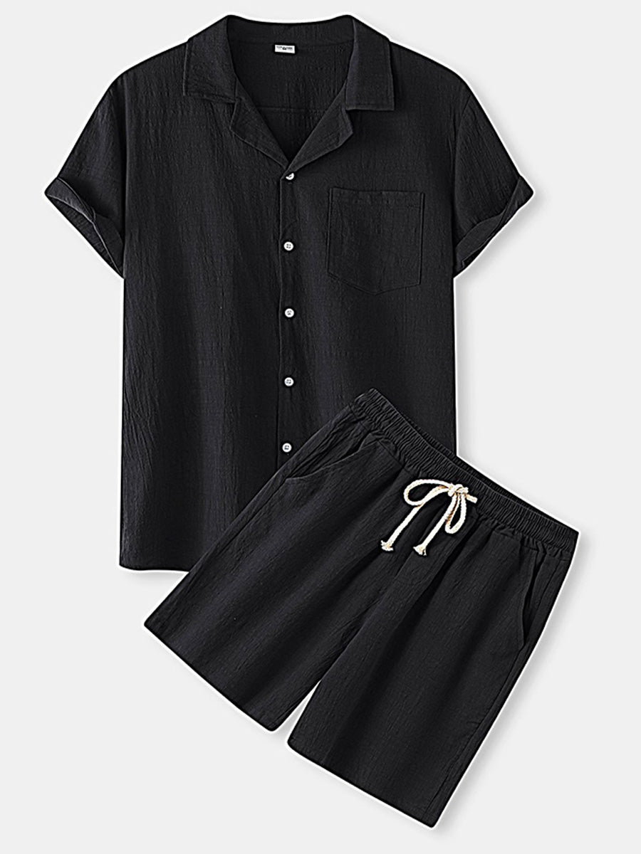 Men's Solid casual Shirt and Shorts Set