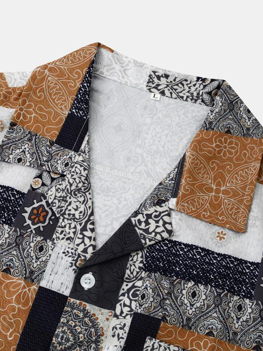 Men's Vintage pattern short sleeve shirt