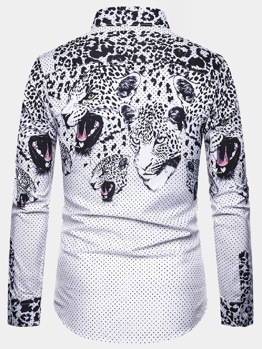 Men's leopard print long sleeve shirt