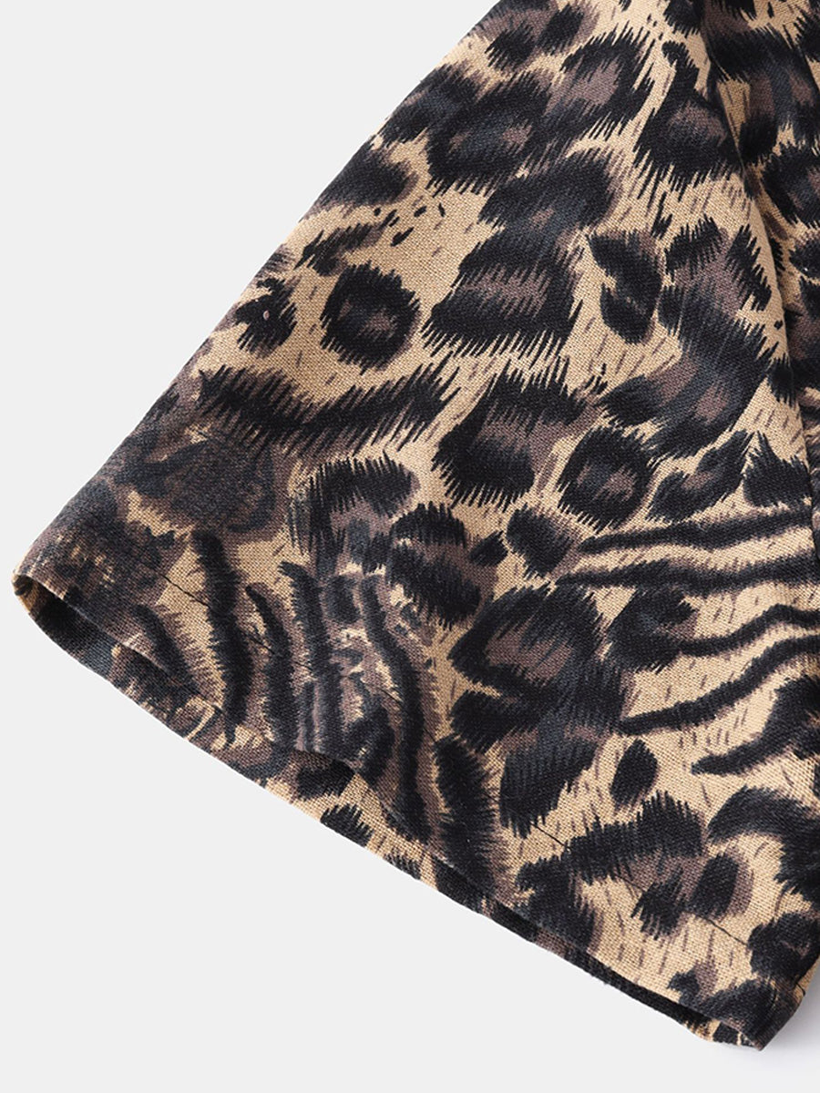 Men's Leopard print short sleeve shirt