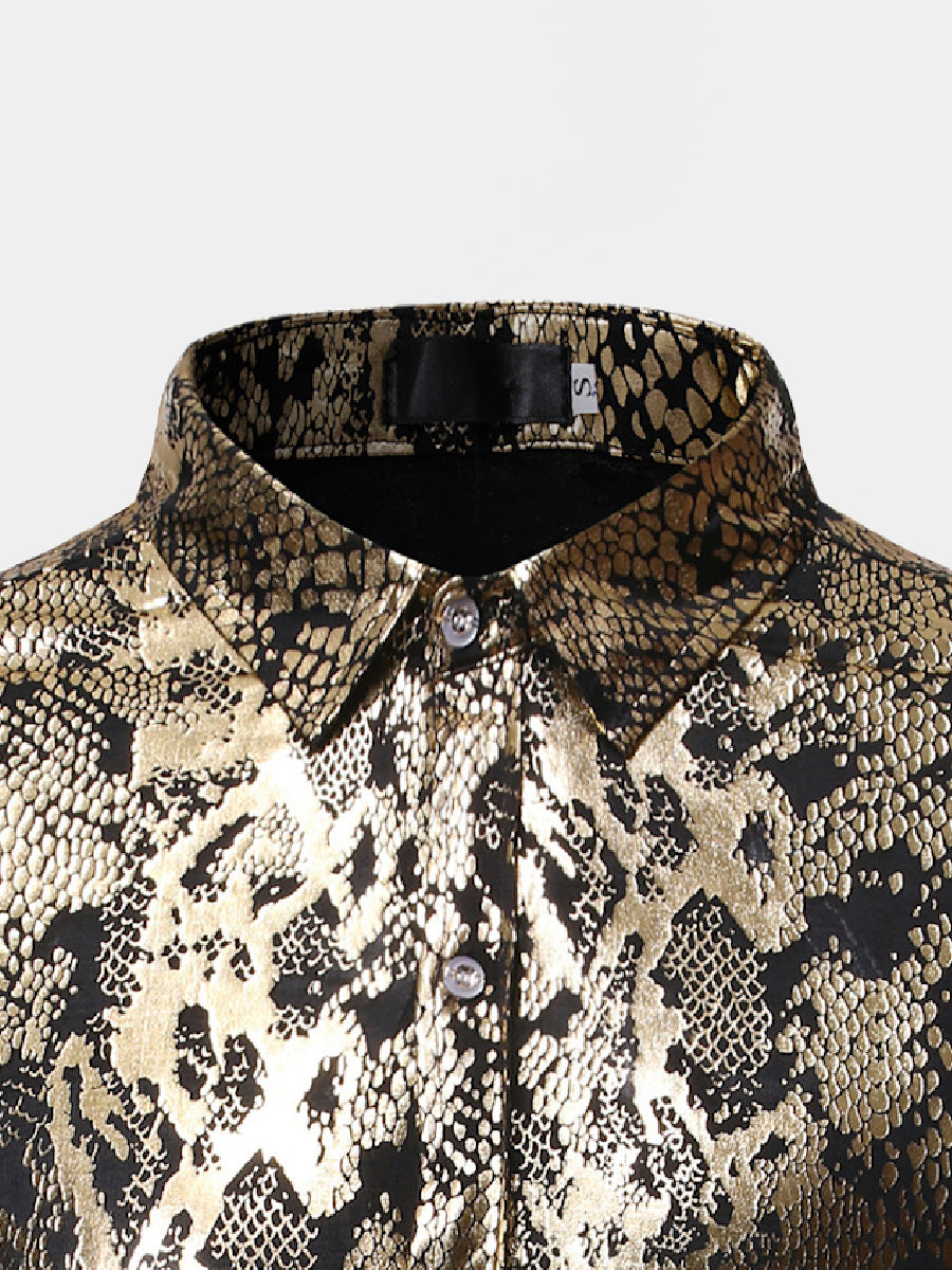 Men's Metal snake pattern long sleeve shirt